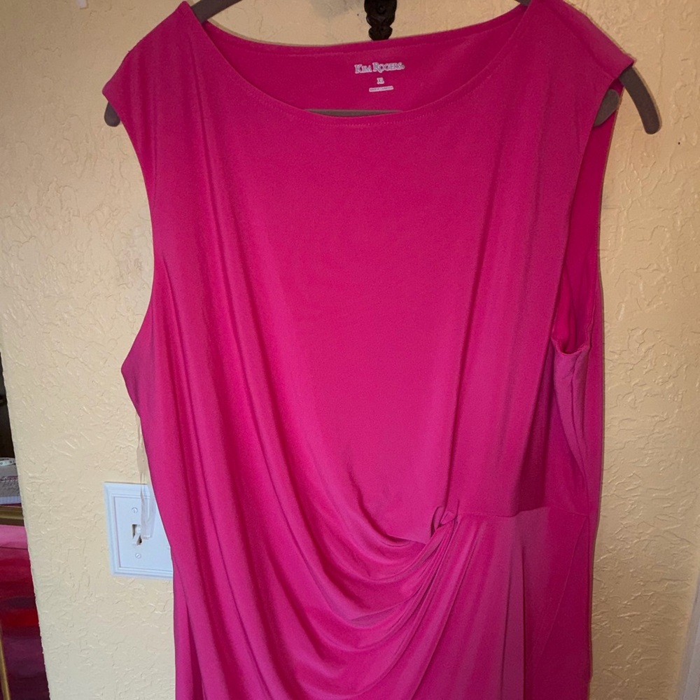 Kim Rogers Vibrant Pink Draped Blouse